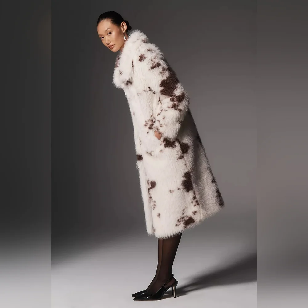 NVLT Faux Fur Coat - White and Brown NWT - Picture 2 of 3